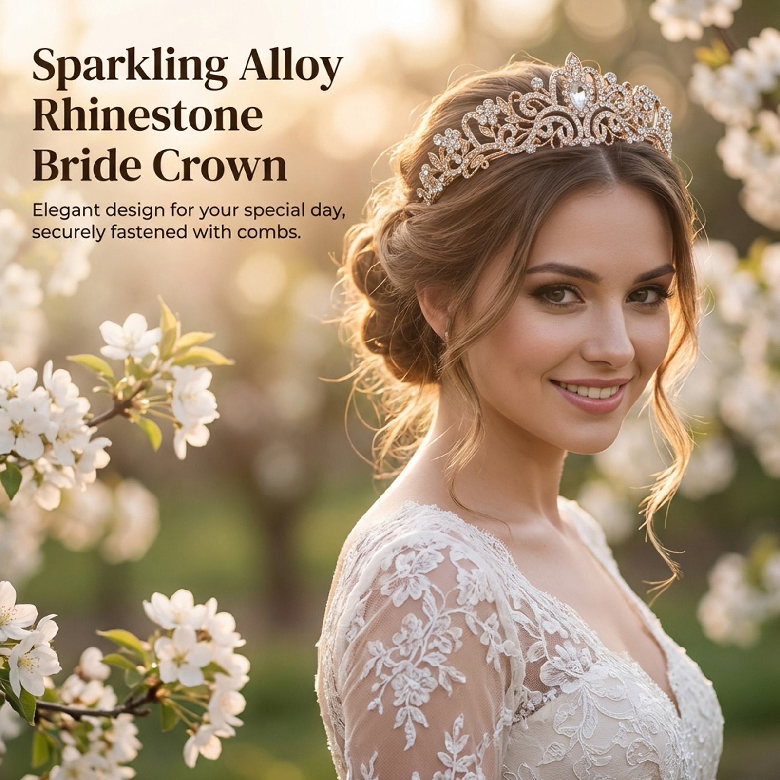 Women Accessories For Wedding - Elegant Bridal Crown Sparkly Rhinestone Tiaras