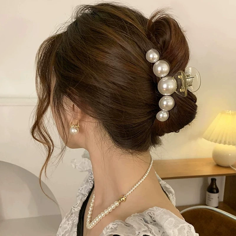 Women Accessories Online - Elegant Hyperbole Big Pearls Acrylic Hair