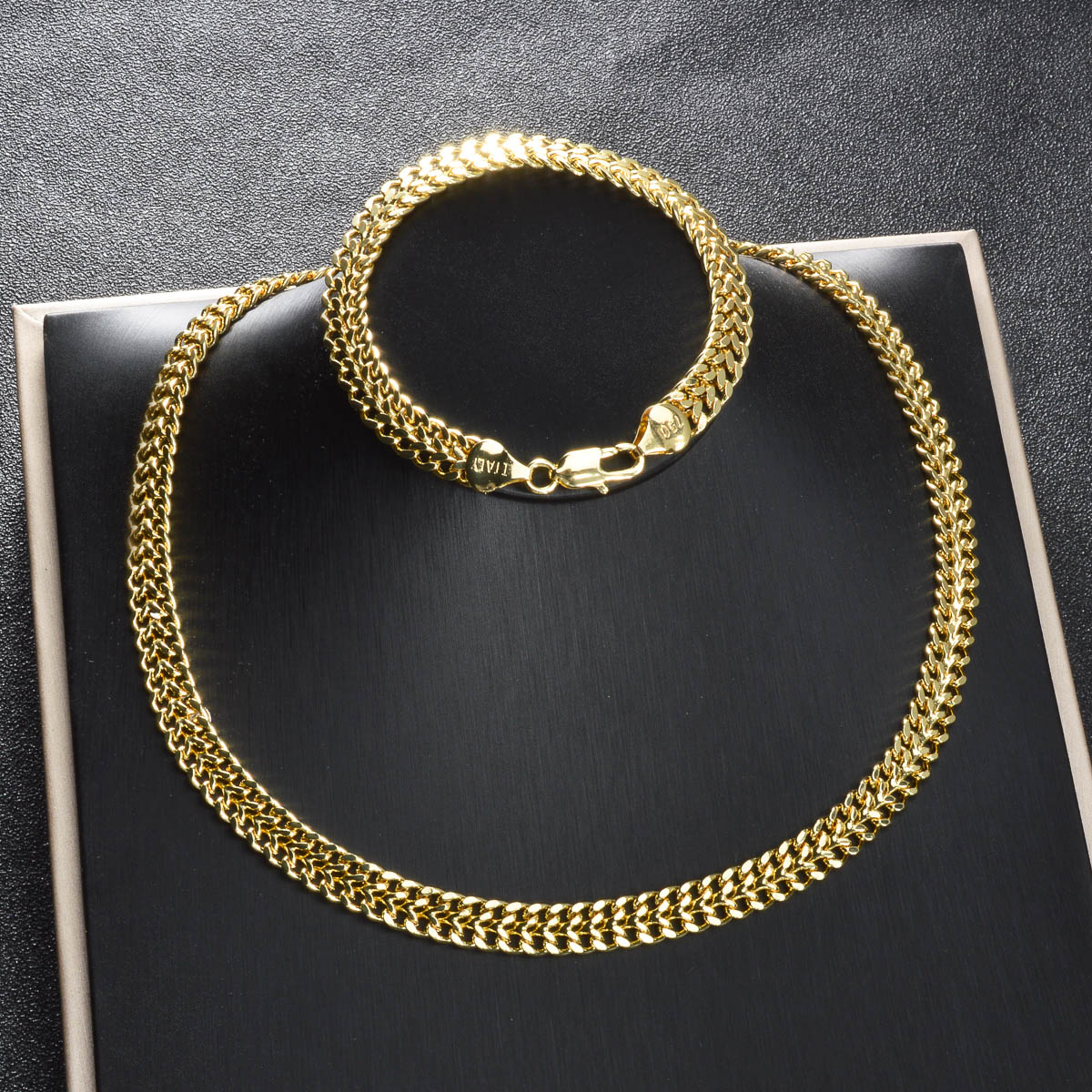 Women Accessories Combo Gift - Curb Chain Jewelry Set 14K Gold
