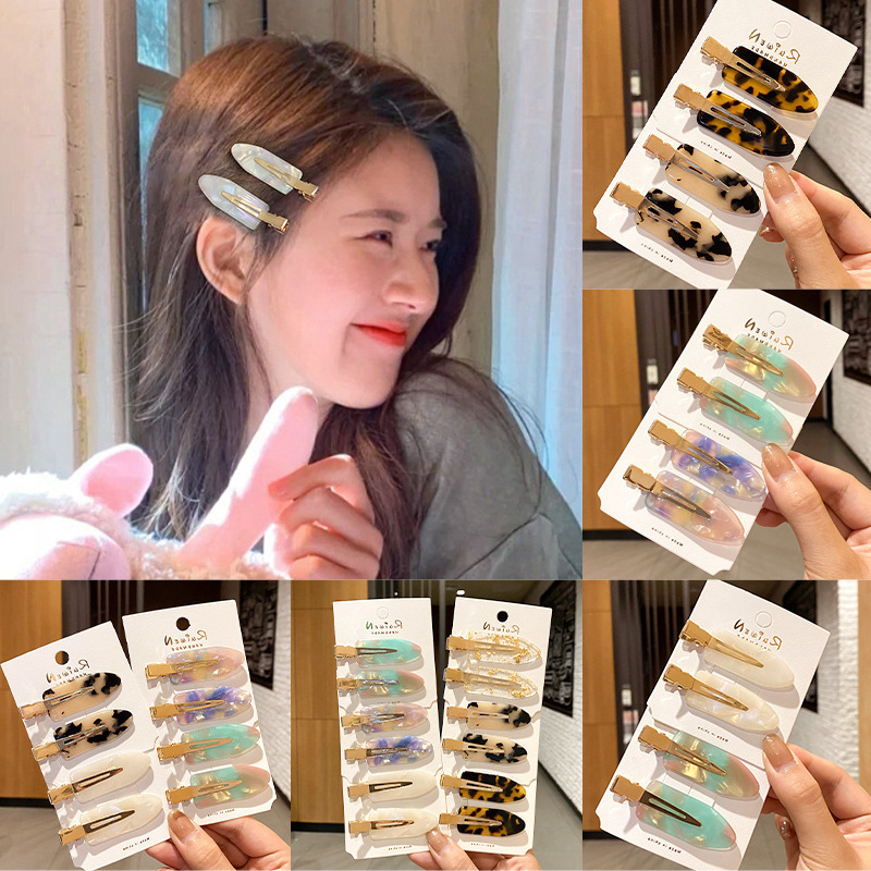 Women Accessories Online - 3/4pcs Leopard Acetate Hair Side Clips