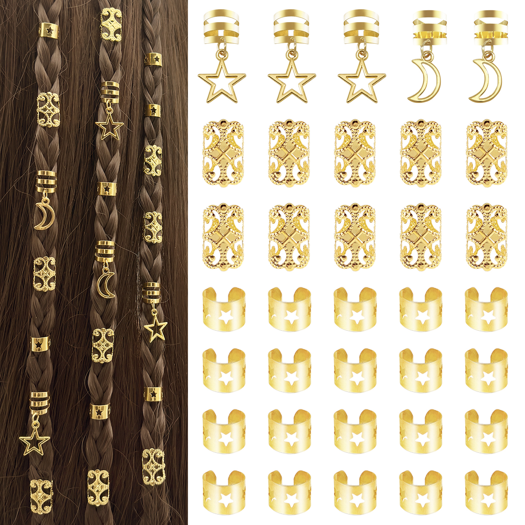 Women Accessories Combo Gift - 35pcs Stars and Moon Combo Dreadlock