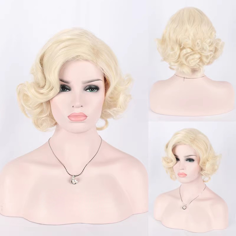 Women'S Accessories In The 60S - Synthetic Short Curly Hair Blonde Mixed