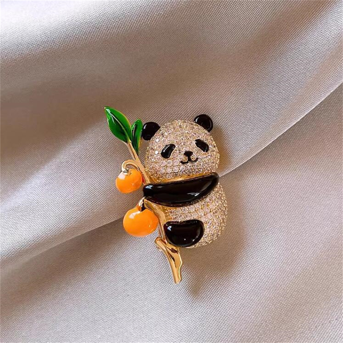 Women Accessories Meaning - 1Pc Cute Panda Brooch with Persimmon