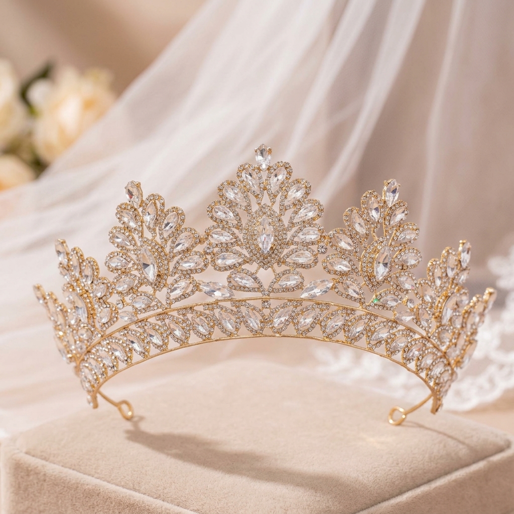 Women Accessories For Wedding - Bridal Rhinestone Crown Hairpiece for Wedding