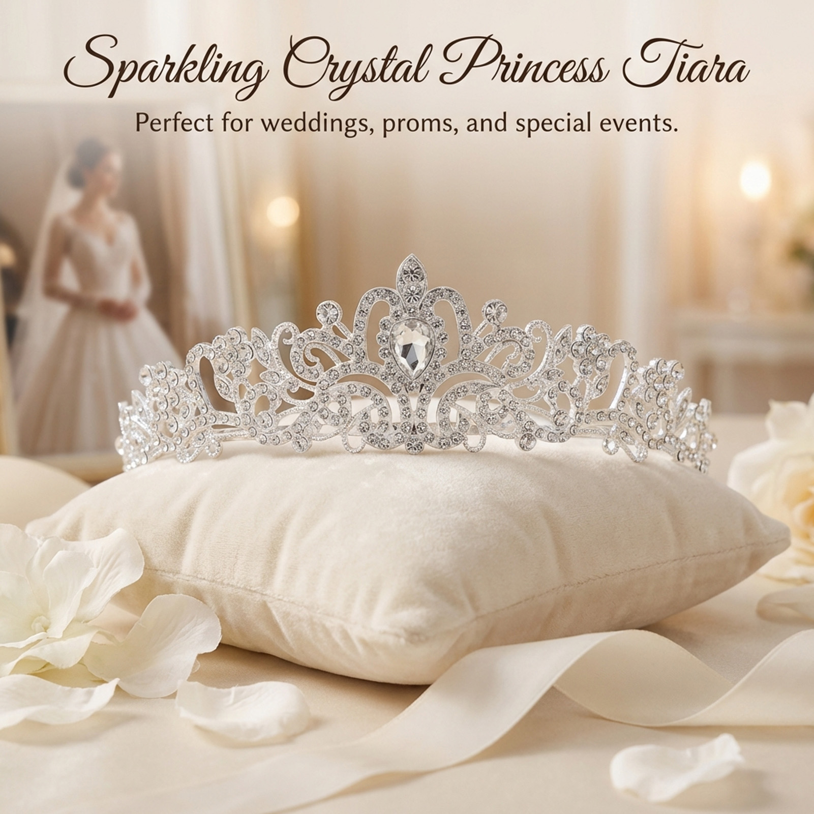 Elegant Bridal Crown Sparkly R – обзор и цена Women Accessories For Wedding