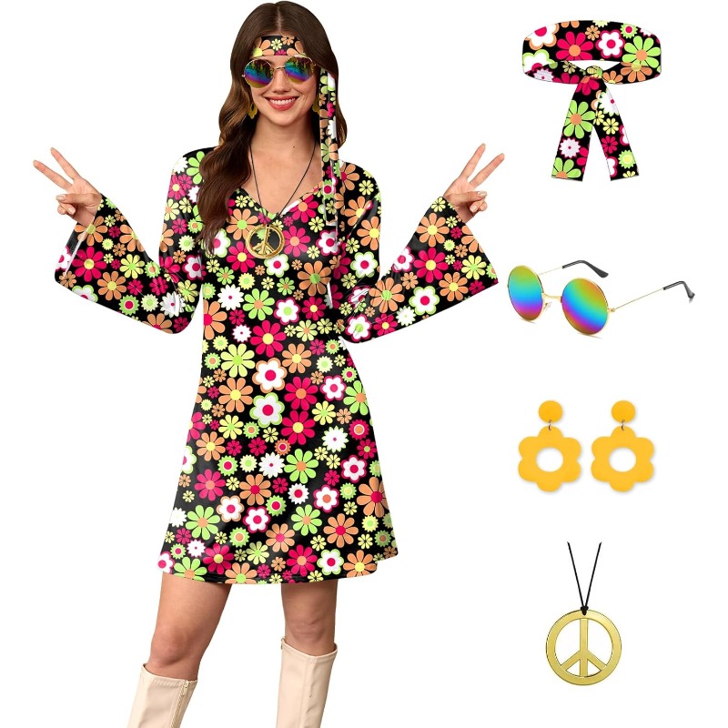 Women's 5 Pcs Halloween 70s Hi – обзор и цена Women'S Accessories In The 60S