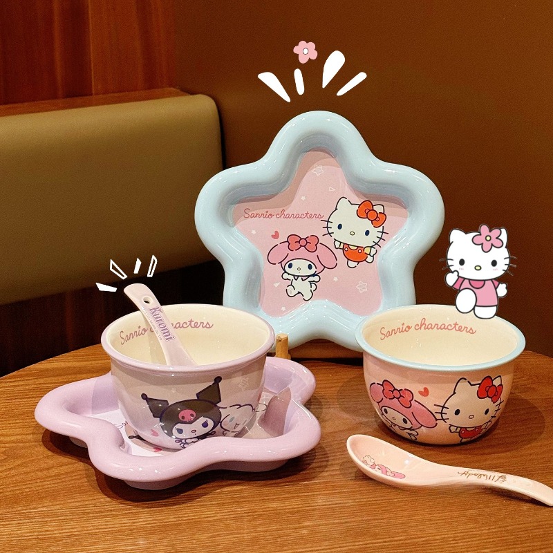 Cartoon Cat Print Ceramic Dinn – обзор и цена Women Accessories Combo Gift