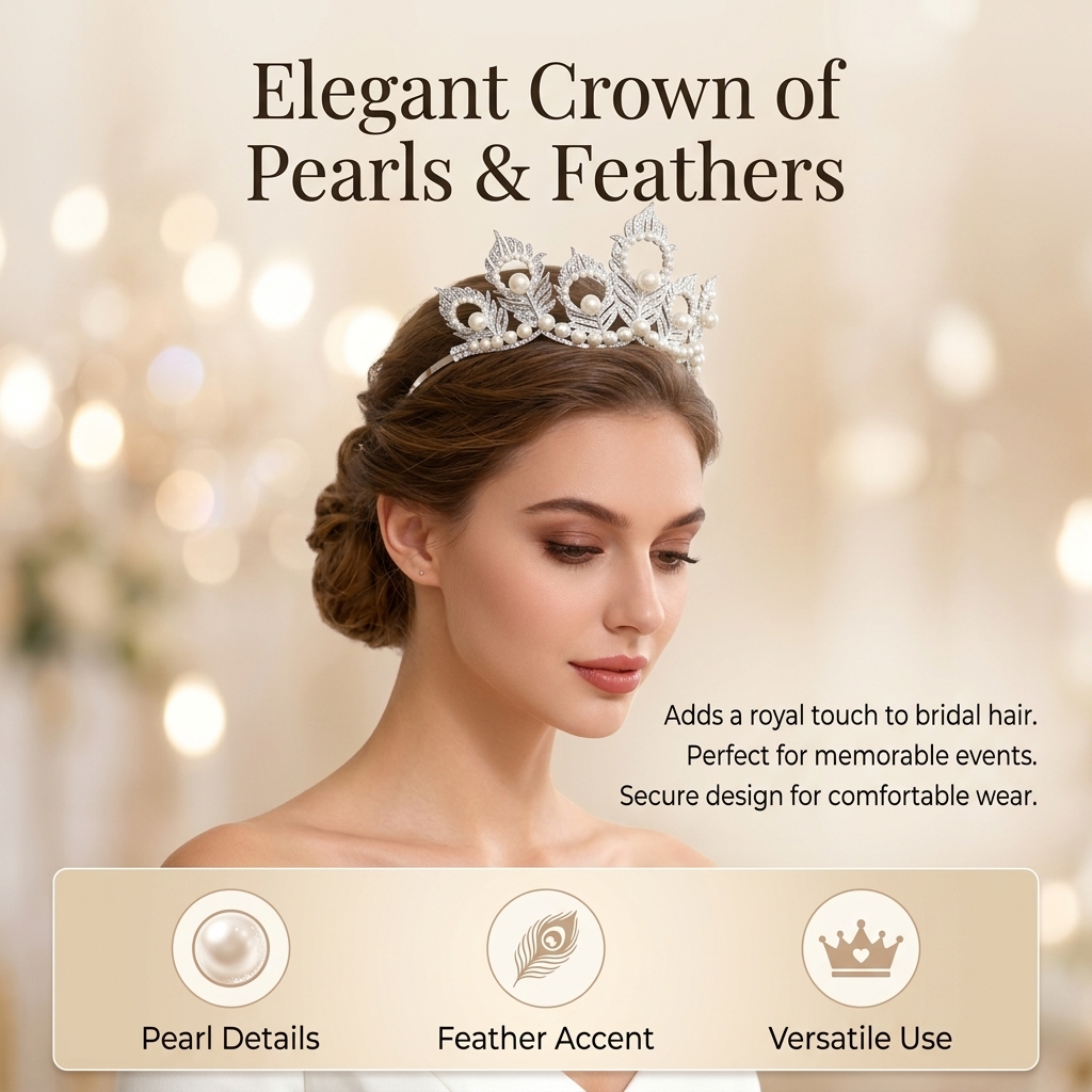 Pearl Crown Headpiece With Pea – обзор и цена Women Accessories For Wedding