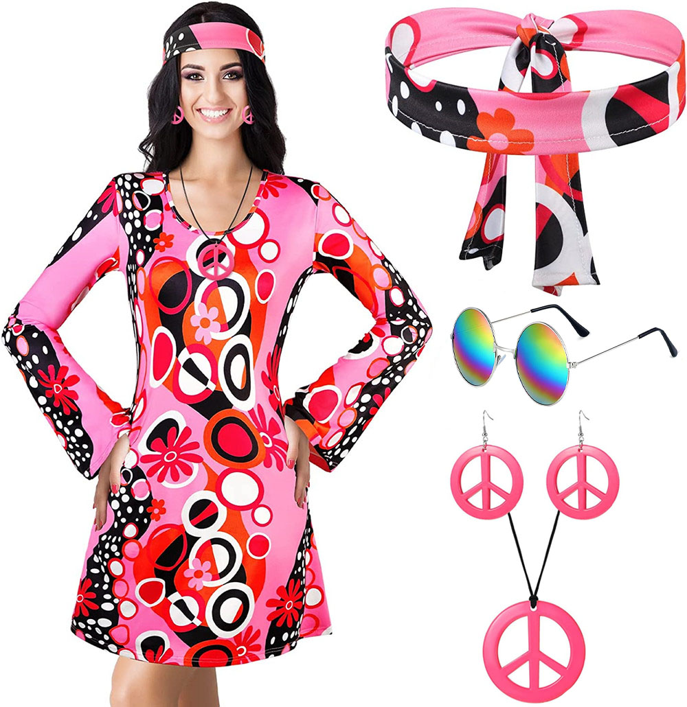 5pcs Set 60s 70s Women Hippie  – обзор и цена Women'S Accessories In The 60S