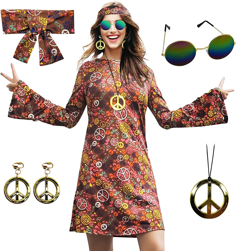 5pcs Set 60s 70s Women Hippie  – обзор и цена Women'S Accessories In The 60S